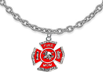 Firefighter's Mom Crystal Necklace Safe-Nickel, Lead & Cadmium Free!