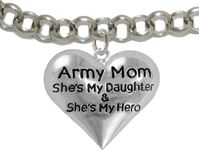 Army, Enlisted Daughter, My Daughter is My Hero Bracelet, Adjustable Hypoallergenic, Safe-Nickel, Lead, Cadmium Free