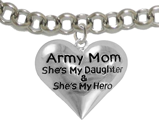 Army, Enlisted Daughter, My Daughter is My Hero Bracelet, Adjustable Hypoallergenic, Safe-Nickel, Lead, Cadmium Free