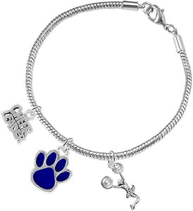Paw Crystal Cheer 3 Charm Bracelet Safe-Hypoallergenic, Nickel, Lead and Cadmium Free