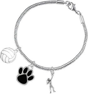 Black Paw Volleyball, Adjustable, Safe-Hypoallergenic, Nickel, Lead and Cadmium Free
