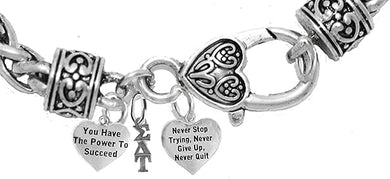 Sigma Delta Tau Greek Letters, You Have The Power To Succeed,Never Give Up, Never Quit, Licensed Sorority Jewelry Manufacturer, Hypoallergenic Safe Vintage Antique Wheat Chain Bracelet, Hypoallergenic
