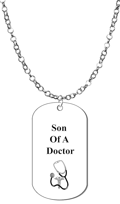 Son Of A Doctor, Dog Tag On A Adjustable Rollo Chain Necklace.18-21 Inches. What A Great Gift For Yourself, Or Somebody Special. Beautiful Premium Quality, Silvertone Finish. Hypoallergeni