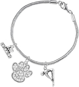 Swimming 3 Charm Clear Crystal Paw Bracelet Hypoallergenic, Safe-Nickel, Lead & Cadmium Free!