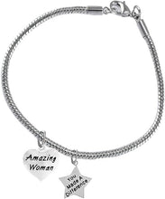 Amazing Women, You Made A Difference, Motivational Snake Chain Bracelet, Hypoallergenic, Safe-Nickel, Lead, Cadmium Free