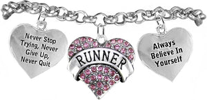 Runner Hypoallergenic Never Stop Trying Never Give Up Adjustable, Safe-Nickel, Lead, Free!