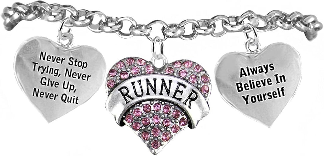 Runner Hypoallergenic Never Stop Trying Never Give Up Bracelet, Adjustable, Safe-Nickel, Lead, Free!