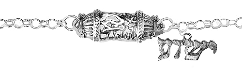 Messianic Mezuzah, Charm, Shin Letter Of The Hebrew Word Shaddai, Which Means Almighty. Yeshua Charm, Jesus In Hebrew Suspended From The Bracelet,Adjustable Bracelet, Gift Ready In A Black Velvet Bag