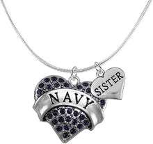 Navy Sister Blue Crystal Heart Necklace, Adjustable, Hypoallergenic, Will NOT Irritate Anyone with Sensitive Skin. Safe- Nickel, Lead and Cadmium Free