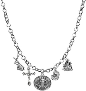Saint Benedict Crucifix-Mary with Christ Child, Prayer, Calvary, Protect Me from Harm, from Evil, from The Devil. Nickle, Lead Cadmium Free