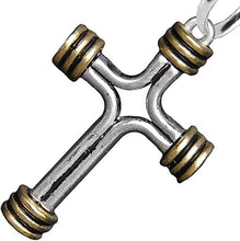 Two Tone Matt Gold and Pewter Cross Post Earrings Hypoallergenic, Safe-Nickel, Lead, And Cadmium Free