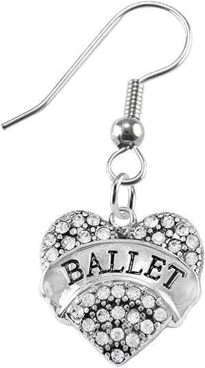Ballet Crystal Heart Hypoallergenic Earring. Nickle and Lead Free!