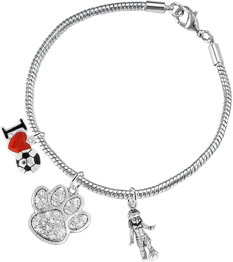 The, Soccer Jewelry Crystal Paw Hypoallergenic Adjustable, Safe-Nickel, Lead Free