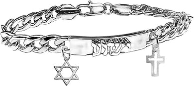 Messianic Christian Polished Star Of David,Cross Attached To A Raised Yeshua,Chain Bracelet,If you do not believe that this jewelry is beautiful when you receive it, simply return it for a full refund