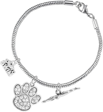 Swimming 3 Charm Clear Crystal Paw Bracelet Hypoallergenic, Safe-Nickel, Lead & Cadmium Free!