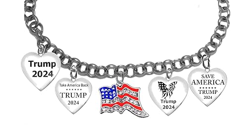 Save America, Eagle With American Flag Wings, Take America Back, TRUMP 2024, Genuine Austrian Crystal American Flag. Adjustable Bracelet. What A Wonderful Gift For Yourself, Or A Friend, Or A Family