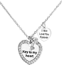 Mom Jewelry, Key to My Heart and I Love You Forever, Mother's Jewelry, Mom, Wife, Jewelry, Grandma Jewelry Adjustable Neck, Hypoallergenic, Safe-Nickel, Lead, Free