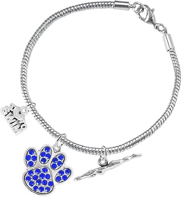 Swimming 3 Charm Blue Crystal Paw Bracelet Hypoallergenic, Safe-Nickel, Lead & Cadmium Free!