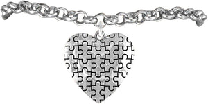 Autism Puzzle Piece Heart, Hypoallergenic Adjustable Bracelet. Nickel, Cadmium, and Lead Free