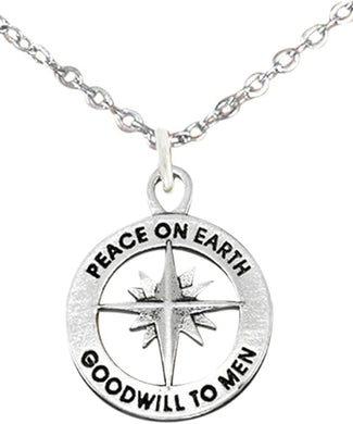 Christmas, Exclusive, Peace On Earth, Good Will... Hypoallergenic Adjustable Necklace, Safe-Nickel, Lead, Cadmium Free
