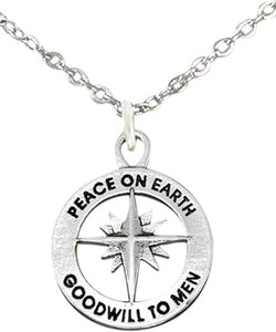 Christmas, Exclusive, Peace On Earth, Good Will... Hypoallergenic Adjustable Necklace, Safe-Nickel, Lead, Cadmium Free
