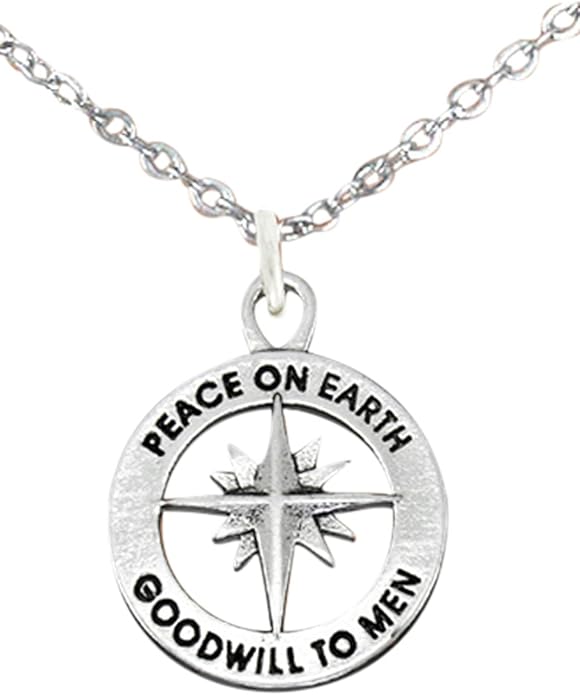 Christmas, Exclusive, Peace On Earth, Good Will... Hypoallergenic Adjustable Necklace, Safe-Nickel, Lead, Cadmium Free