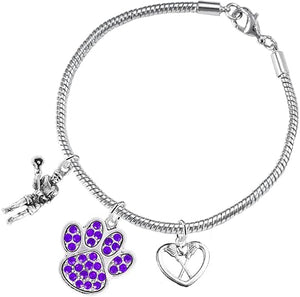 Lacrosse Jewelry, Purple Crystal Paw Jewelry, Hypoallergenic Safe-Nickel, Lead and Cadmium Free!