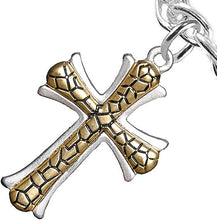 Two Tone Matt Gold Ikarian Pattern and Silver Cross Bracelet Hypoallergenic, Safe-Nickel, Lead, and Cadmium Free