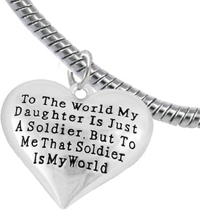 Army, Enlisted Daughter, My Daughter is My World, Hypoallergenic, Safe-Nickel, Lead, Free