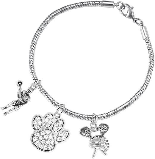 Lacrosse Jewelry, Orange Crystal Paw Jewelry, Hypoallergenic Safe-Nickel, Lead and Cadmium Free!