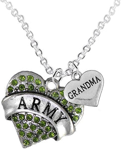 Army Grandma Heart Necklace, Adjustable, Hypoallergenic, Will NOT Irritate Anyone with Sensitive Skin. Safe- Nickel, Lead and Cadmium Free