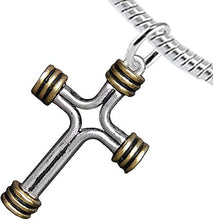 Two Tone Matt Gold and Pewter Cross Bracelet Hypoallergenic, Safe-Nickel, Lead, and Cadmium Free