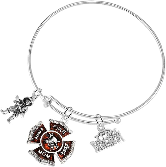 Fire Mom I Love My Fireman, Firefighter, Adjustable Hypoallergenic, Safe-Nickel Free
