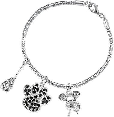 Lacrosse Jewelry, Black Crystal Paw Jewelry, Hypoallergenic Safe-Nickel, Lead and Cadmium Free!