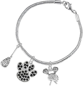 Lacrosse Jewelry, Black Crystal Paw Jewelry, Hypoallergenic Safe-Nickel, Lead and Cadmium Free!
