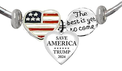 Trump, American Flag Heart,Save America,Trump 2024,The Best Is Yet To Come,Adjustable Cuff Bracelet,What A Wonderful Gift For Yourself, Or A Friend, Or A Family Member, Or As A Donor Gift.©2022