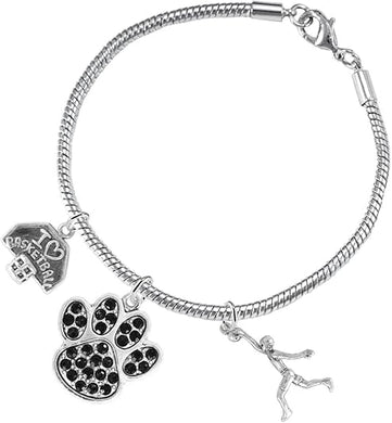 Black PawCrystal Basketball Jewelry, Adjustable, Safe-Hypoallergenic, Nickel, Lead Free