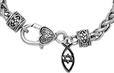 Messianic Christian Black Anodized Fish, Star Of David On A Antique Wheat Chain Bracelet. If you do not believe that this jewelry is beautiful when you receive it, simply return it for a full refund.