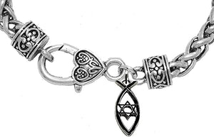 Messianic Christian Black Anodized Fish, Star Of David On A Antique Wheat Chain Bracelet. If you do not believe that this jewelry is beautiful when you receive it, simply return it for a full refund.