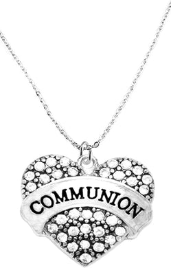 Communion Crystal Heart Necklace, Safe-Nickel, Lead & Cadmium Free!