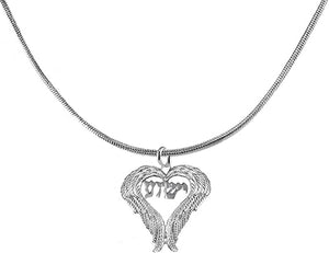 Messianic, Yeshua Between Heart Shaped Angel Wings, Christian Necklace, Hypoallergenic, Safe-Nickel, Lead, Cadmium Free