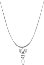 Messianic Seal of Jerusalem With Menorah, Star Of David, Christian Fish On Snake Chain Necklace, Adjustable, Hypoallergenic, Safe-Nickel, Lead, Cadmium Free