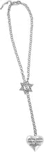 Jewish Army Mom, She's My Daughter And She's My Hero, Heart, Through A Crystal Star Of David, Rolo Chain Necklace Hypoallergenic, Safe-Nickel, Lead, And Cadmium Free
