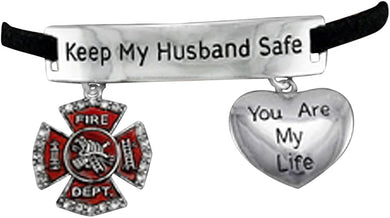 Firefighter's Keep My Husband Safe Adjustable Hypoallergenic Safe-Nickel, Lead & Cadmium Free!