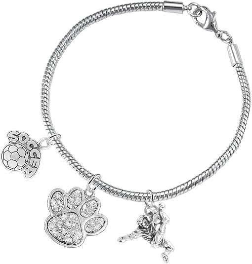 The, Soccer Jewelry Crystal Paw Hypoallergenic Adjustable, Safe-Nickel, Lead Free