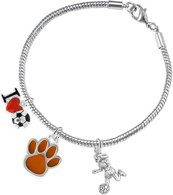The, Soccer Jewelry Orange Paw Hypoallergenic Adjustable, Safe-Nickel, Lead Free