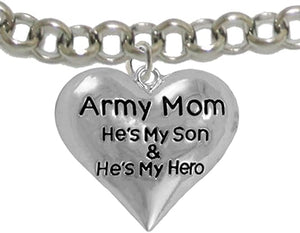 Army, My Son is My Hero Adjustable Bracelet, Hypoallergenic, Safe-Nickel, Lead, Cadmium Free
