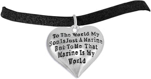 Marine Mom, My Son, is My World Bracelet, Hypoallergenic, Safe- Nickel, Lead and Cadmium Free