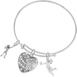 Crystal Heart Volleyball, Adjustable, Safe-Hypoallergenic, Nickel, Lead and Cadmium Free