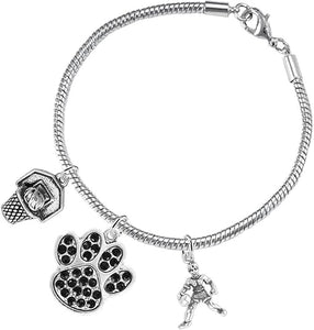 Black PawCrystal Basketball Jewelry, Adjustable, Safe-Hypoallergenic, Nickel, Lead Free